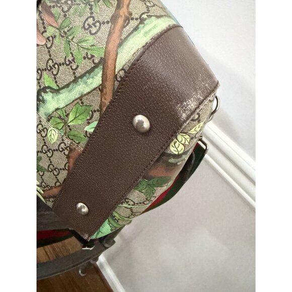 Gucci Convertible Duffle Bag Tian Print GG Coated Canvas Medium - Picture 8 of 13